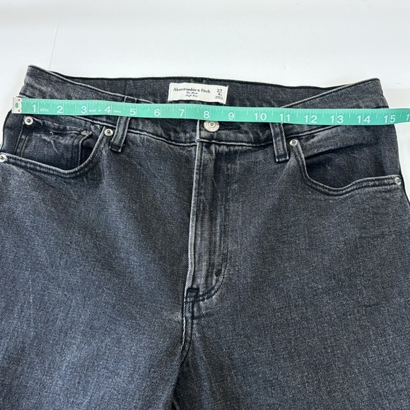 Abercrombie & Fitch The Mom High Rise black wash denim jeans size 27 / 4s - Picture 4 of 10